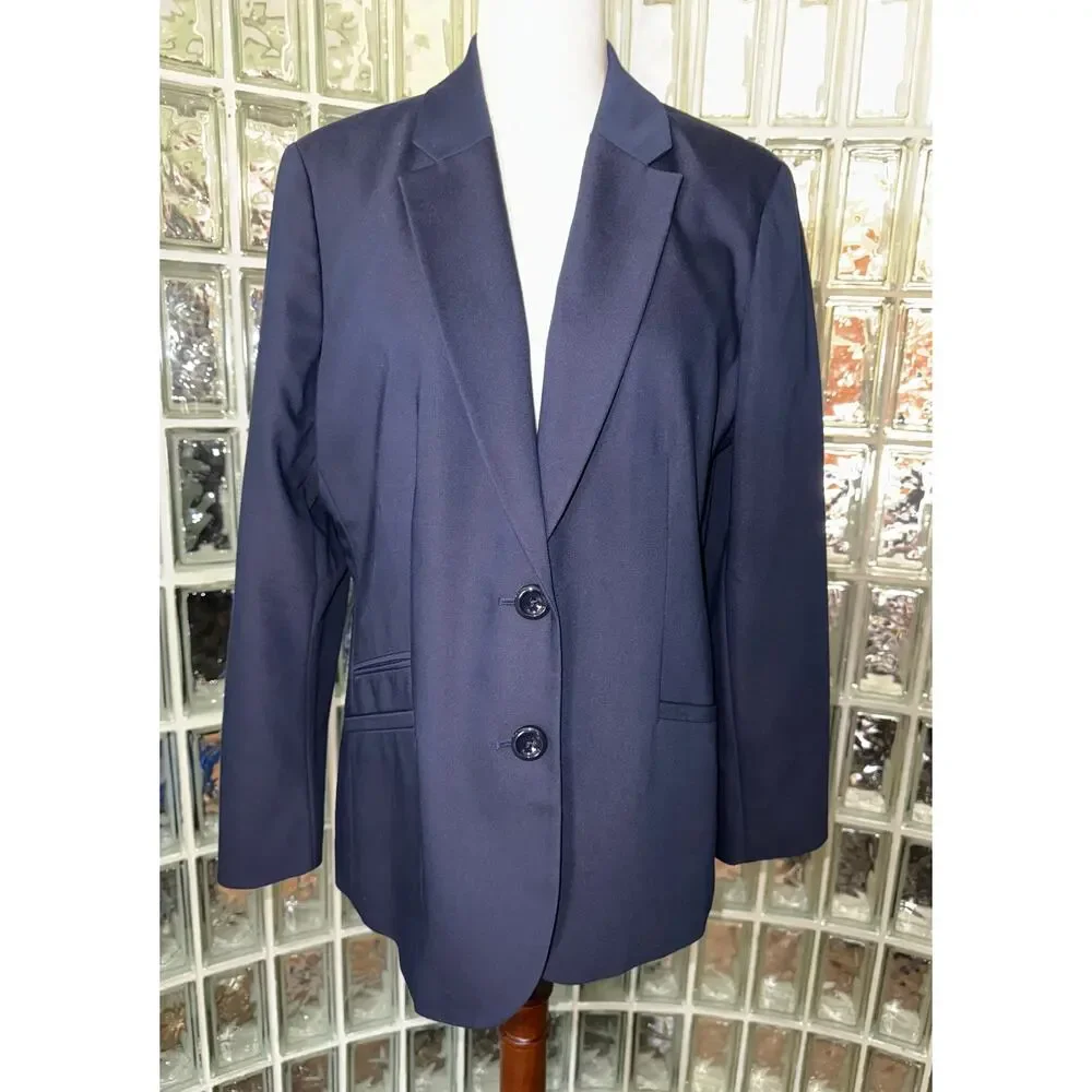 CHICO’S cotton blend navy blue blazer - size 2 (12-14/L)